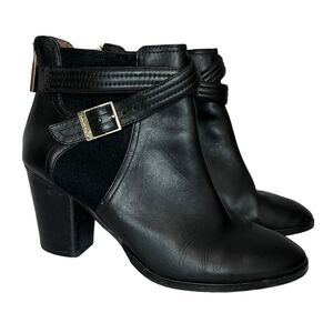 Louise Et Cie Lo-Vedette Black Leather Buckle Chunky Heel Ankle Boots Size 10